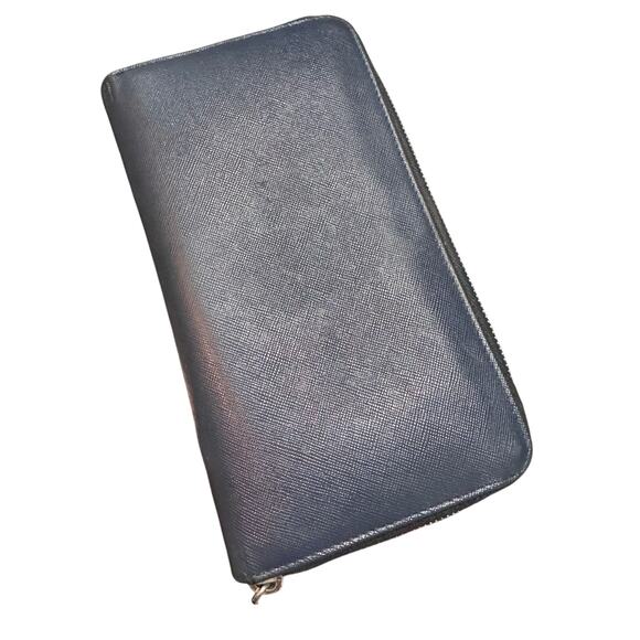 Auth Prada Blue Saffiano Leather Organizer Wallet Large - Picture 4 of 16